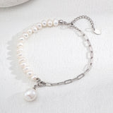 Asymmetrical Chain and Baroque Pearl Bracelets