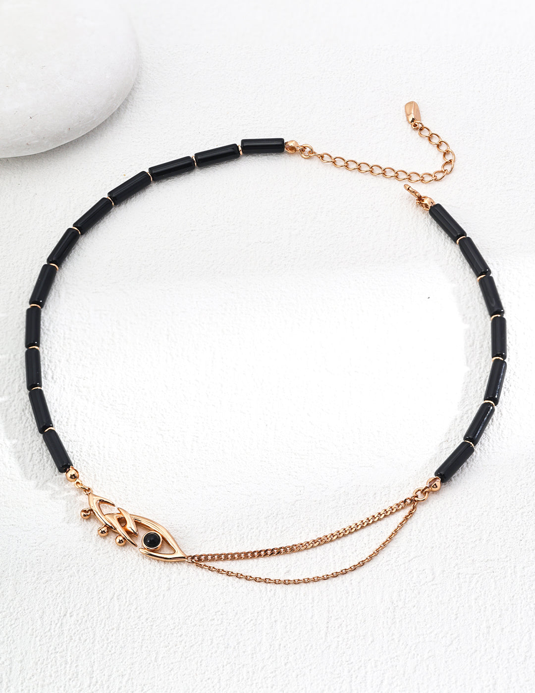 Black Agate 18K Gold Chain Necklace