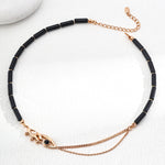 Black Agate 18K Gold Chain Necklace