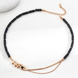 Black Agate 18K Gold Chain Necklace