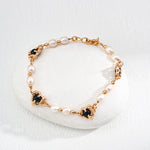 Black Agate Pearl Chain Bracelet