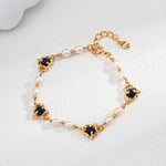 Black Agate Pearl Chain Bracelet