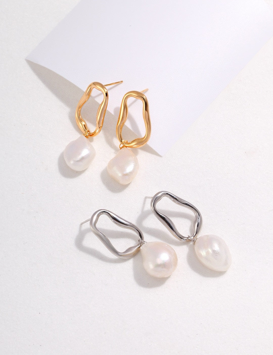 Shaped Baroque Pearl Drop Earrings