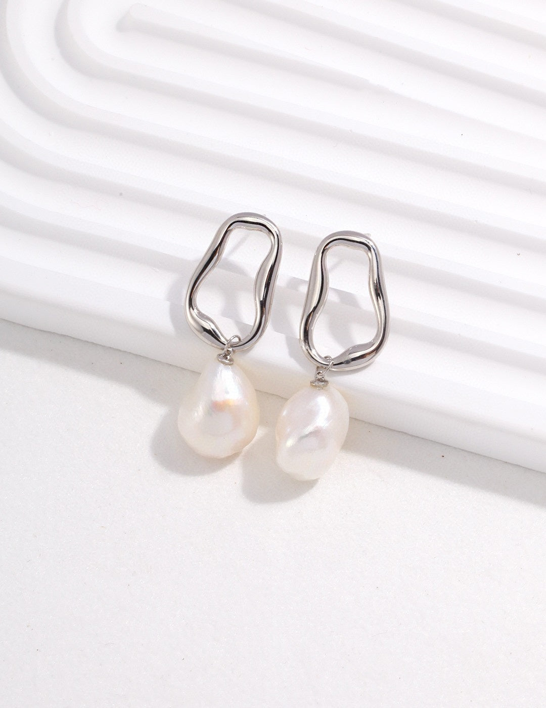 Shaped Baroque Pearl Drop Earrings