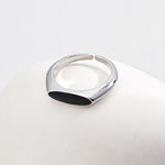 Sterling Silver Ring with Black Drop Glaze