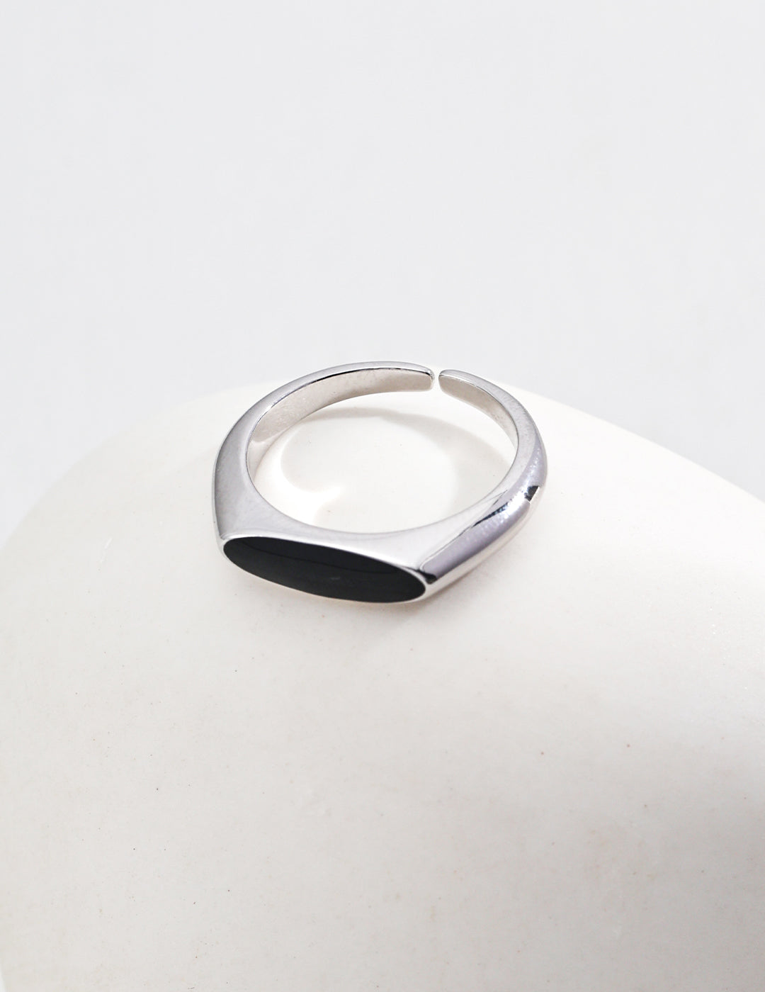 Sterling Silver Ring with Black Drop Glaze