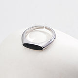 Sterling Silver Ring with Black Drop Glaze