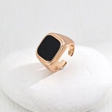 Minimalist Black Agate Signet Ring