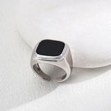 Minimalist Black Agate Signet Ring