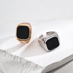 Minimalist Black Agate Signet Ring