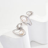 Eye Shaped Pearl Drop Earrings Sterling silver