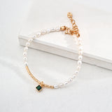 Green Zircon Pendant Pearl Bracelet