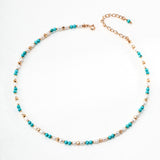 Blue and White Turquoise Stone Beaded Pearl Necklace