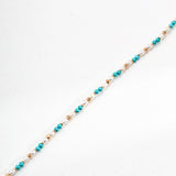 Blue and White Turquoise Stone Beaded Pearl Necklace