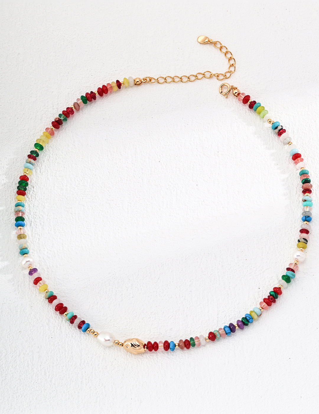 Vacation Dopamine Colored Stone Beaded Necklace