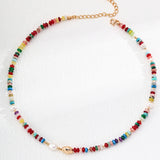 Vacation Dopamine Colored Stone Beaded Necklace