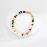 Dopamine Matching Colored Stone Pearl Bracelet