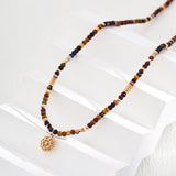 Sunflower Eye Pendant Yolk Stone Beaded Necklace