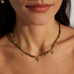 Heart-shaped Pendant Shoushan Stone Beaded Necklace