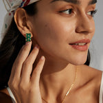 Christmas Green Drop Glaze Enamel Hoops Earrings