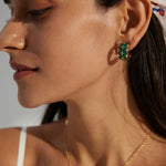 Christmas Green Drop Glaze Enamel Hoops Earrings