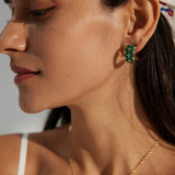 Christmas Green Drop Glaze Enamel Hoops Earrings