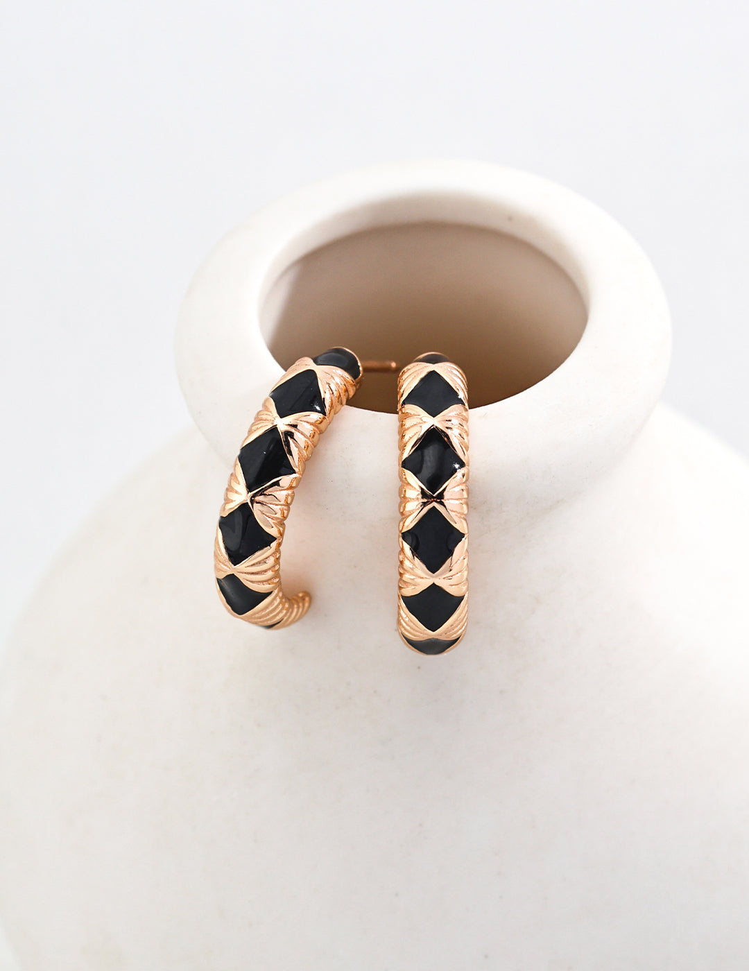 Vintage Drop Glaze Enamel Hoops Earrings