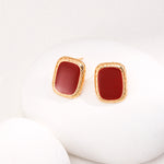 New Year Red Drop Glaze Stud Earrings