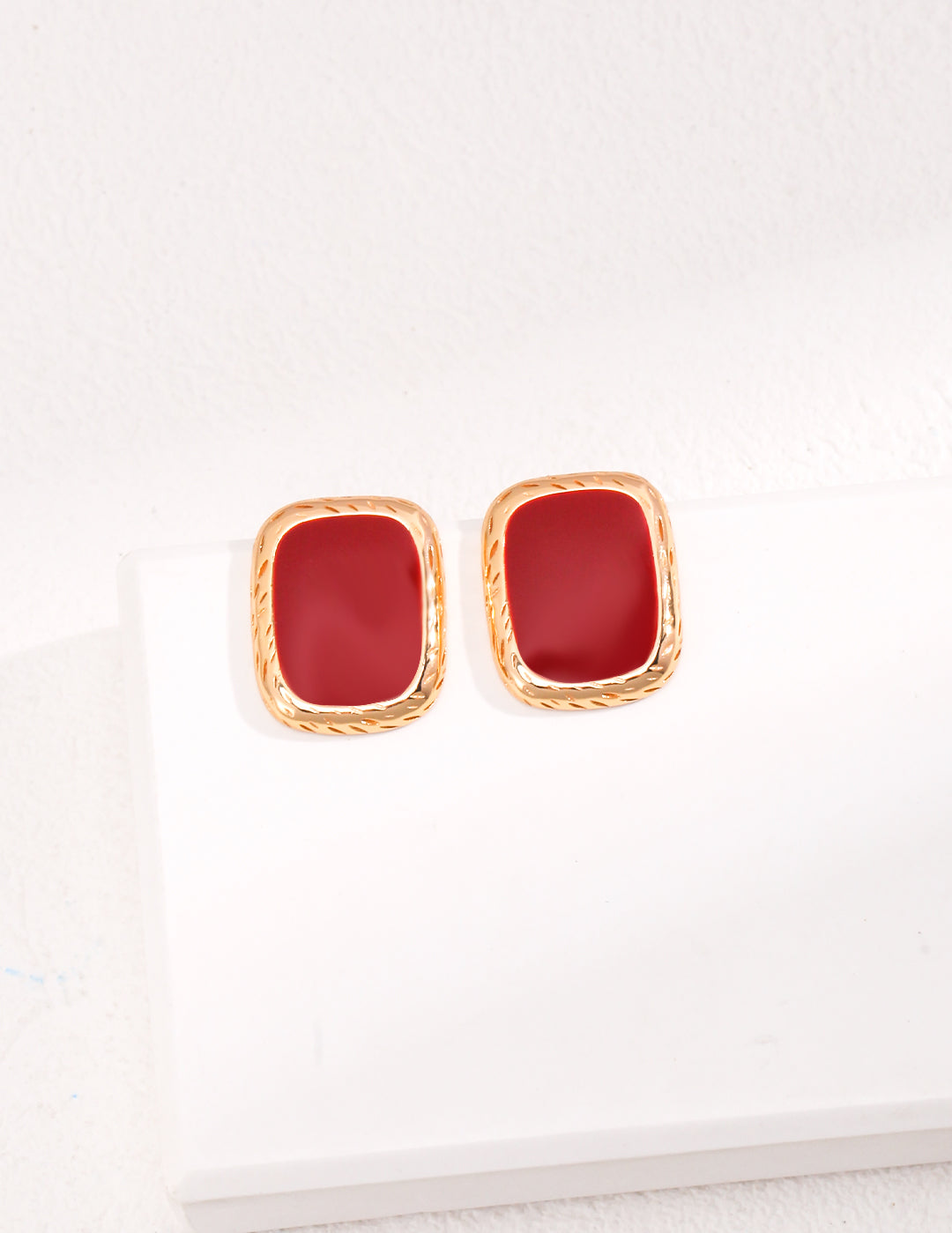 New Year Red Drop Glaze Stud Earrings