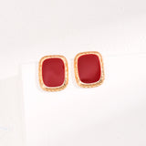 New Year Red Drop Glaze Stud Earrings