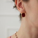 New Year Red Drop Glaze Stud Earrings