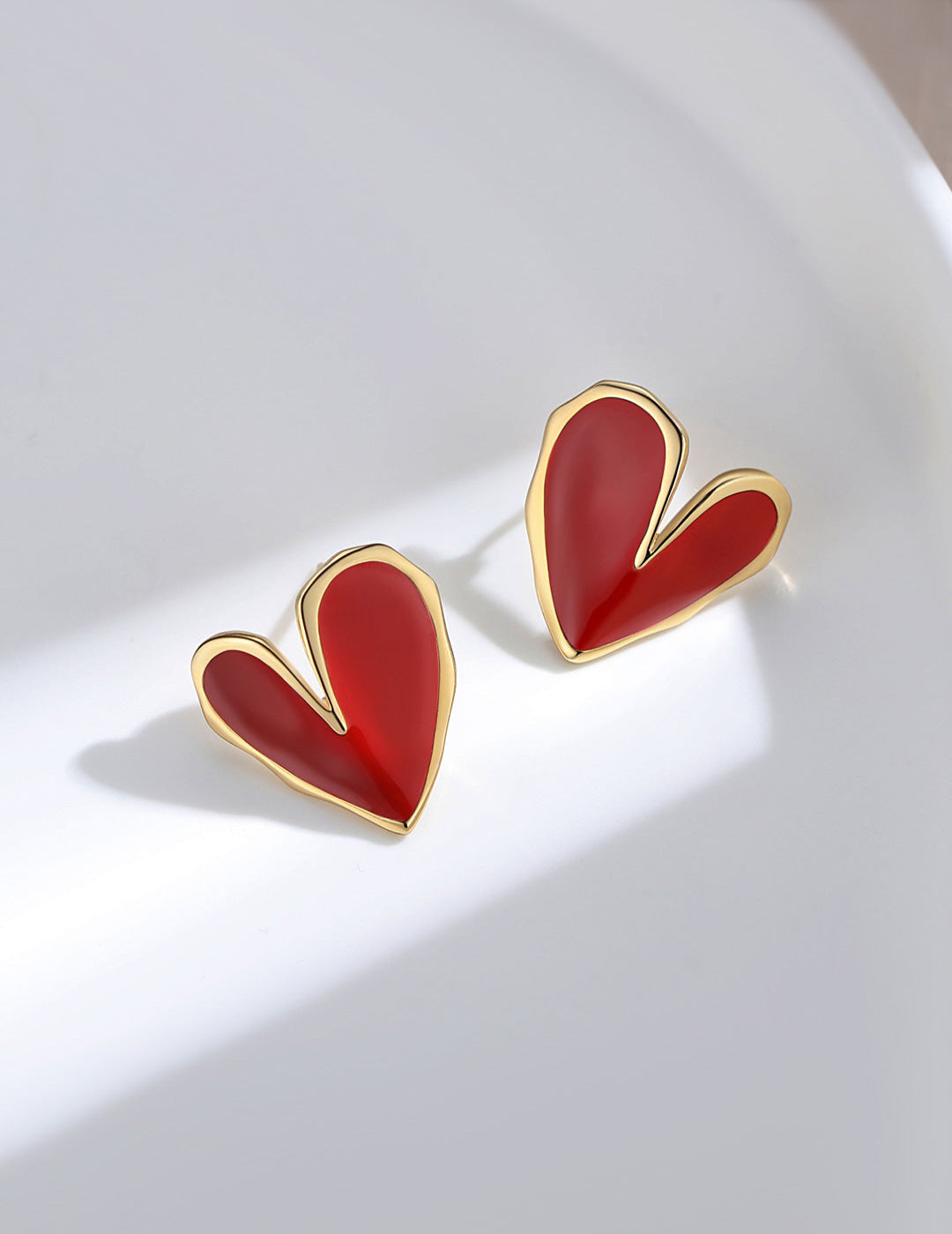 Love Red Drop Glaze Enamel Stud Earrings