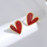 Love Red Drop Glaze Enamel Stud Earrings