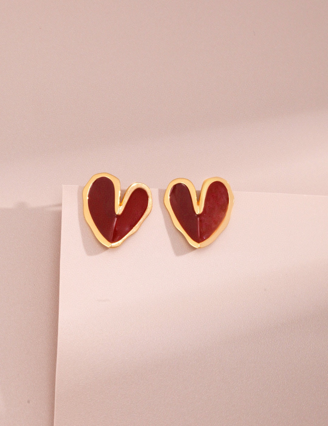 Love Red Drop Glaze Enamel Stud Earrings