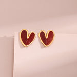 Love Red Drop Glaze Enamel Stud Earrings