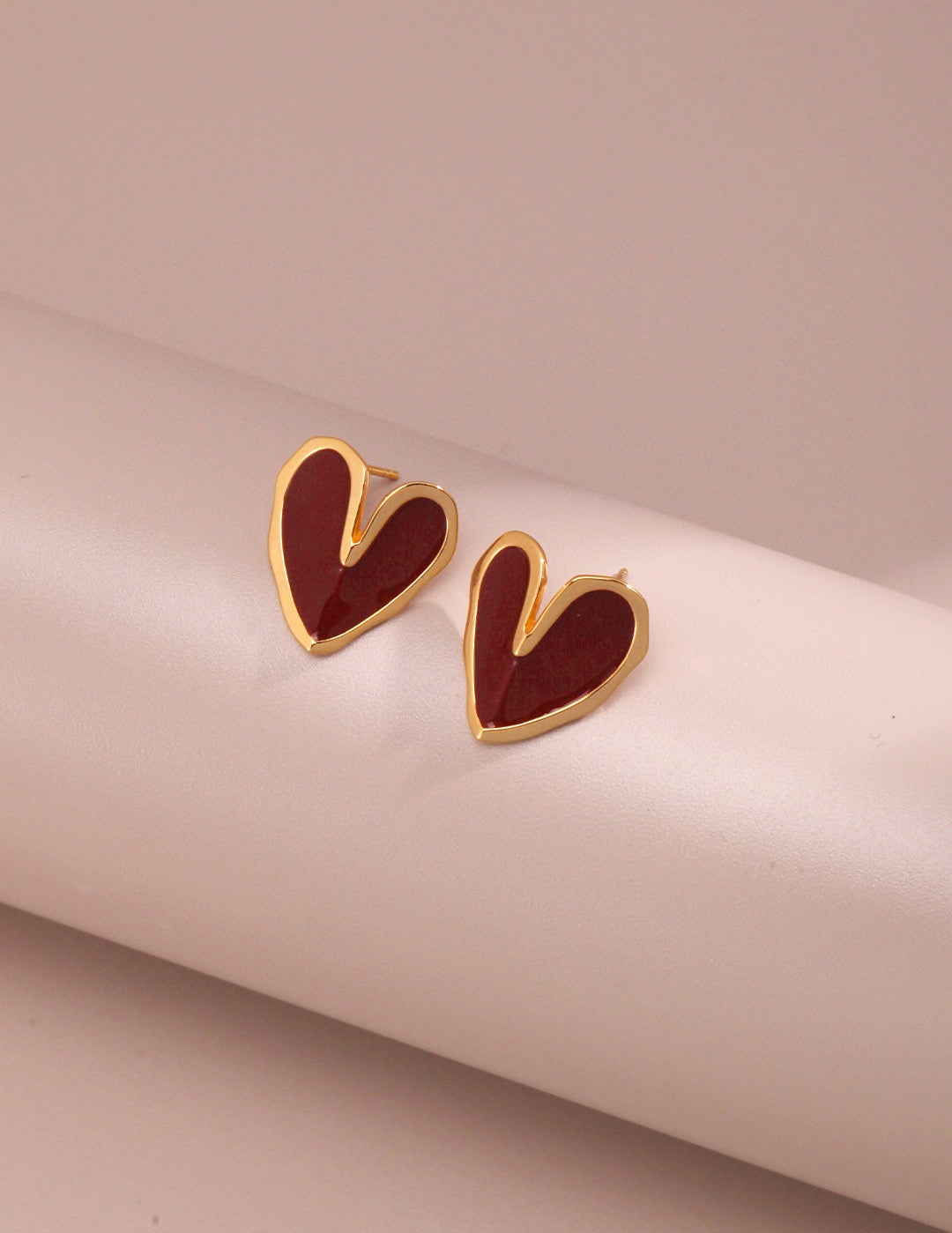 Love Red Drop Glaze Enamel Stud Earrings