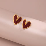 Love Red Drop Glaze Enamel Stud Earrings