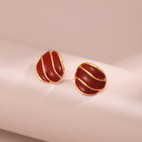 Valentine's Day Red Drop Glaze Enamel Stud Earrings