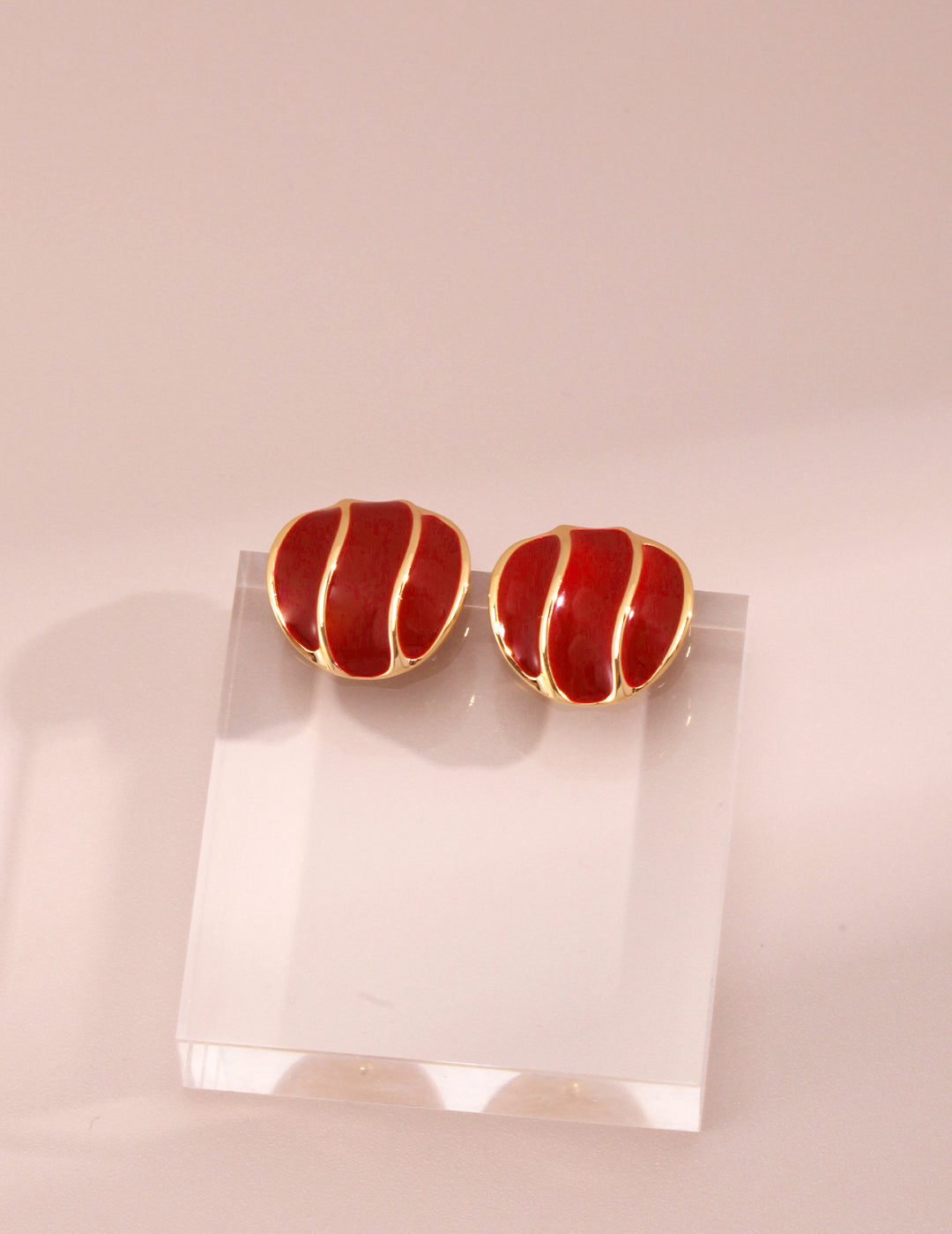 Valentine's Day Red Drop Glaze Stud Earrings