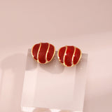 Valentine's Day Red Drop Glaze Stud Earrings