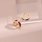 Colorfast Red Drop Glaze Enamel Hoops Earrings