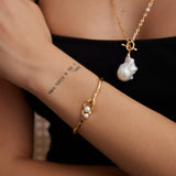 S925 Sterling Silver Pearl Bangles Bracelets