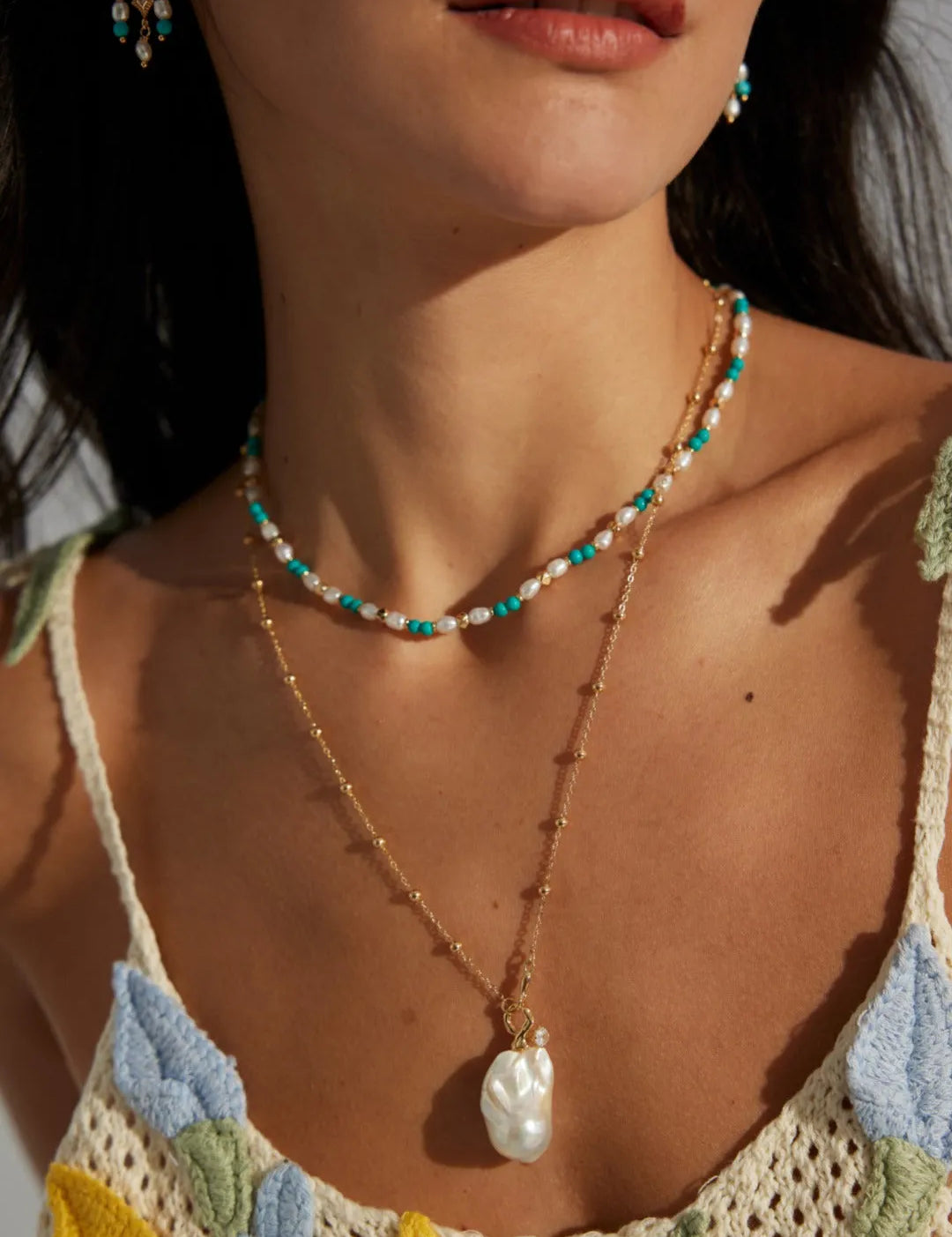 Baroque Pearl Pendant Chain Necklace - Gembea Jewelry