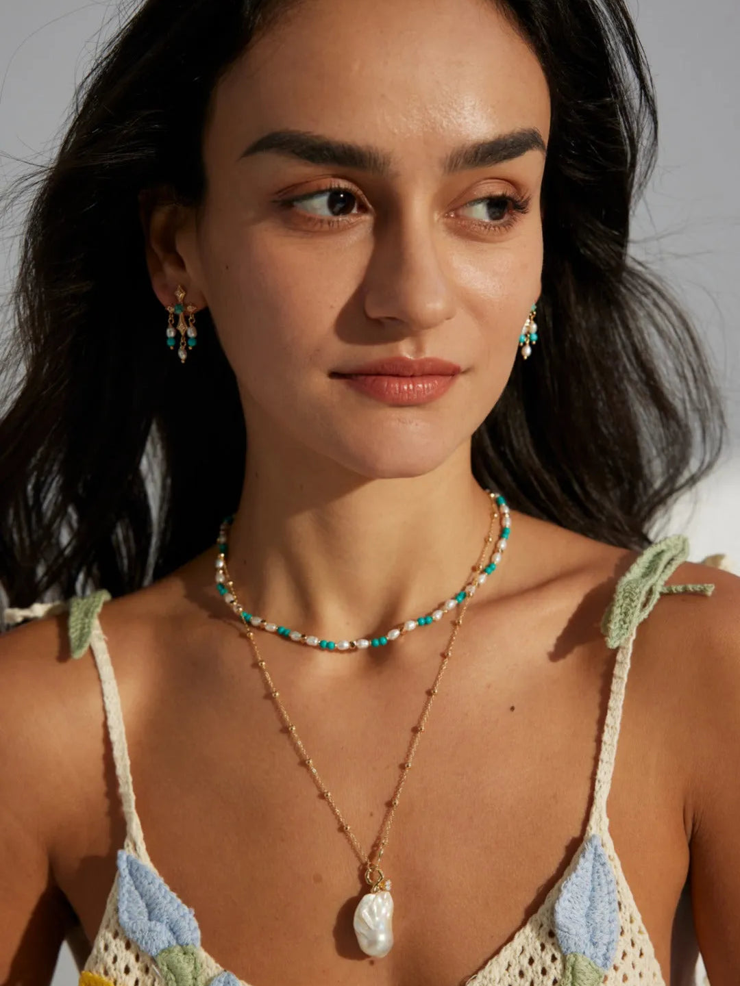 Baroque Pearl Pendant Chain Necklace - Gembea Jewelry