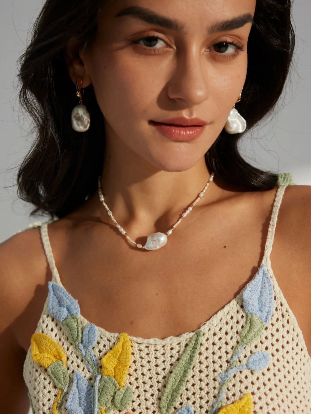 Baroque Pendant Rice Pearl Necklace - Gembea Jewelry