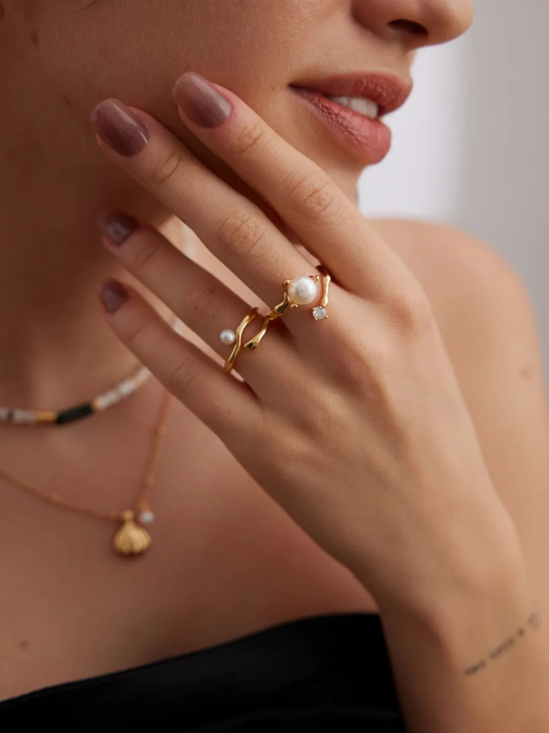 Freshwater Pearl Zircon Ring - Gembea Jewelry