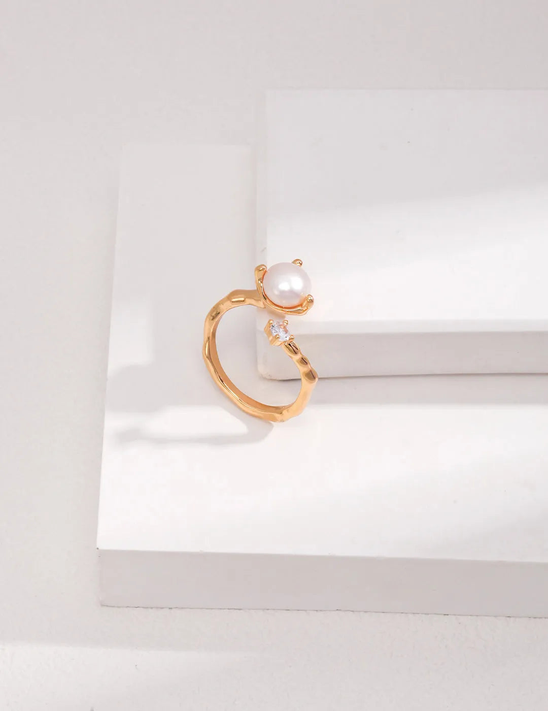 Freshwater Pearl Zircon Ring - Gembea Jewelry