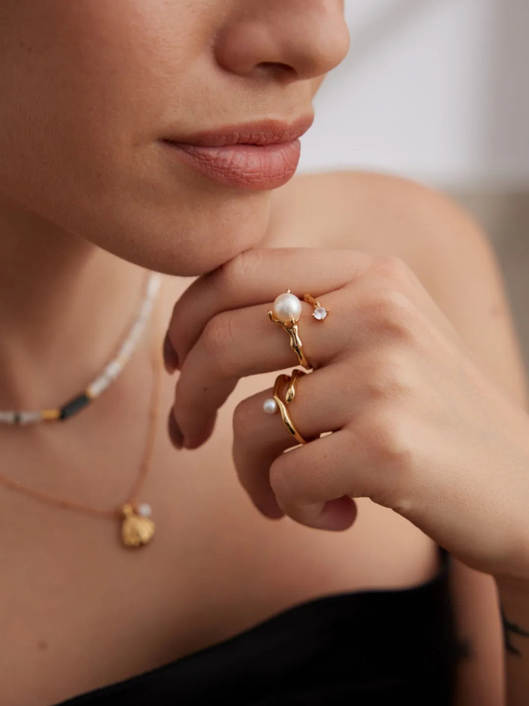 Freshwater Pearl Zircon Ring - Gembea Jewelry