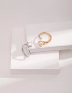 Anello di zircone perle d'acqua dolce