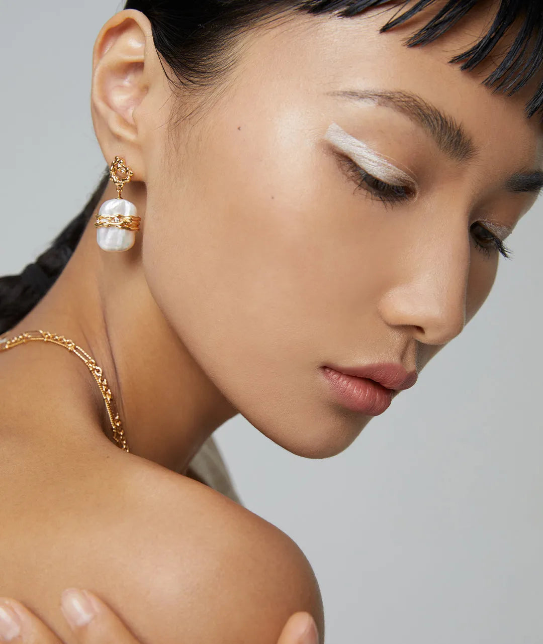 Metal Lava Baroque Pearl Drop Earrings - Gembea Jewelry